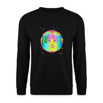 American Curl Cat Rainbow Space Star Black - Unisex Sweatshirt - black - Front - Alina (178cm) & Michal (187cm)