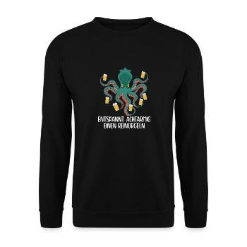 Entspannt 8-armig Einen Reinorgeln Saufen Bier - Unisex Pullover - Schwarz - Vorne - Alina (178cm) & Michal (187cm)