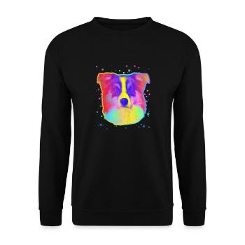 Border Collie Dog Face Rainbow Space Black - Unisex Sweatshirt - black - Front - Alina (178cm) & Michal (187cm)