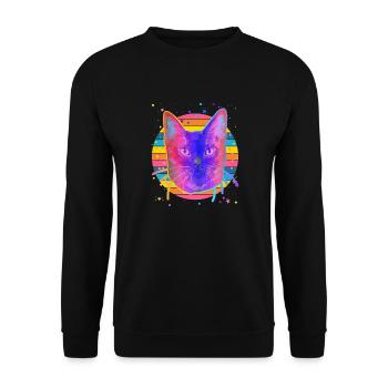 Burmese Cat Rainbow Space Black - Unisex Sweatshirt - black - Front - Alina (178cm) & Michal (187cm)