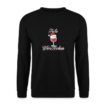 Weihnachten Weihnachtsmann Wein Geschenk Design - Unisex Pullover - Schwarz - Vorne - Alina (178cm) & Michal (187cm)