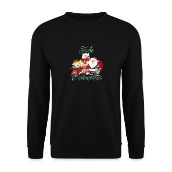 Frohe Weihnachten Weihnachtsmann Geschenk Design - Unisex Pullover - Schwarz - Vorne - Alina (178cm) & Michal (187cm)