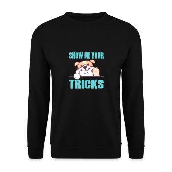Show Me Your Tricks Cute Retro Dog Trainer T-Shirt - Unisex Sweatshirt - black - Front - Alina (178cm) & Michal (187cm)
