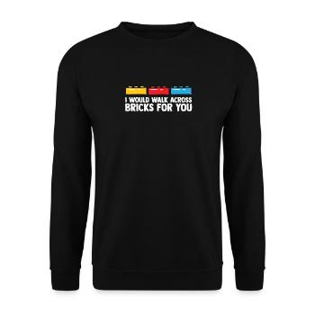 Clamping Bricks Blocks Building Blocks Kita Gift - Unisex Sweatshirt - black - Front - Alina (178cm) & Michal (187cm)