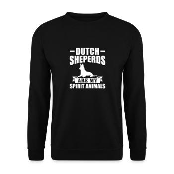 Holländischer Schäferhund Dutch Shepherd - Unisex Pullover - Schwarz - Vorne - Alina (178cm) & Michal (187cm)