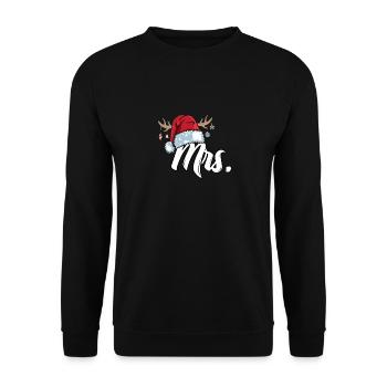 Santa Claus Cap Mrs. Outfit for Christmas - Unisex Sweatshirt - black - Front - Alina (178cm) & Michal (187cm)
