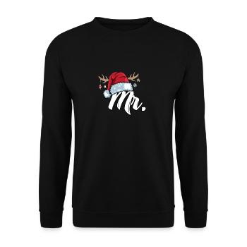 Santa Claus Cap Mr. Outfit for Christmas - Unisex Sweatshirt - black - Front - Alina (178cm) & Michal (187cm)