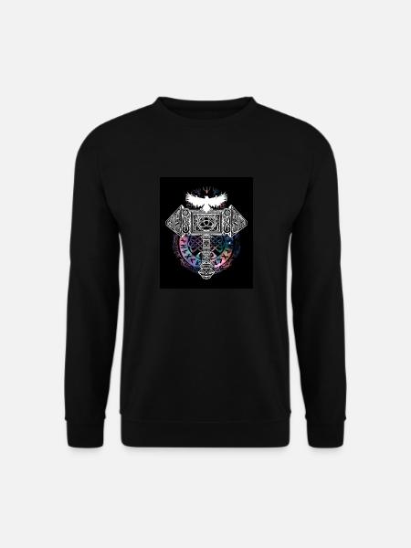 Thor Hammer Rabe Mjölnir Runen Wikinger Galaxie - Unisex Pullover - Schwarz