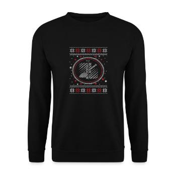 Ugly Fliesenleger Motiv Weihnachten Heilig Abend - Unisex Pullover - Schwarz - Vorne - Alina (178cm) & Michal (187cm)