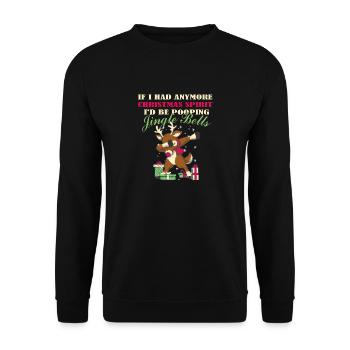 L’ de Сhristma voudrais-je jingler le cerf de Bell - Sweat-shirt Unisexe - noir - Devant - Alina (178cm) & Michal (187cm)