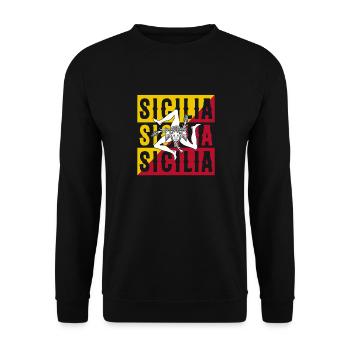 Sizilien flagge Sizilien Palermo Italien - Unisex Pullover - Schwarz - Vorne - Alina (178cm) & Michal (187cm)