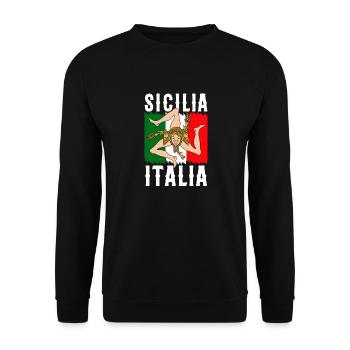 Sizilien flagge Sizilien Palermo Italien - Unisex Pullover - Schwarz - Vorne - Alina (178cm) & Michal (187cm)