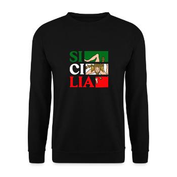 Sizilien flagge Sizilien Palermo Italien - Unisex Pullover - Schwarz - Vorne - Alina (178cm) & Michal (187cm)