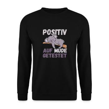 Positiv auf Müde getestet Koalas Fun - Unisex Pullover - Schwarz - Vorne - Alina (178cm) & Michal (187cm)