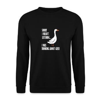 Penser à la faune des oies, dire drôle d'oie - Sweat-shirt Unisexe - noir - Devant - Alina (178cm) & Michal (187cm)