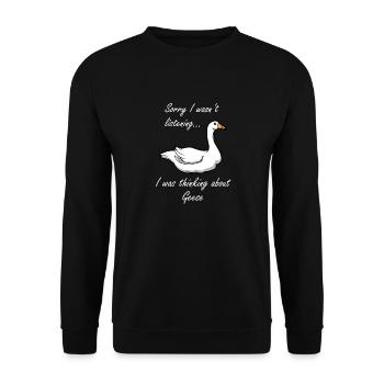 Oies, oiseaux sauvages, adorables oies - Sweat-shirt Unisexe - noir - Devant - Alina (178cm) & Michal (187cm)