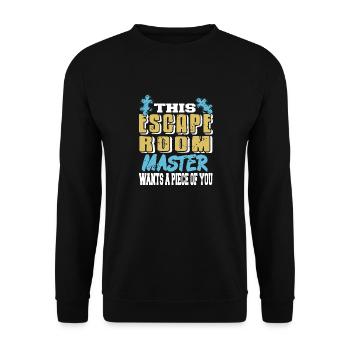 This Escape Room Master Wants A Piece Of You Funny - Unisex Sweatshirt - black - Front - Alina (178cm) & Michal (187cm)