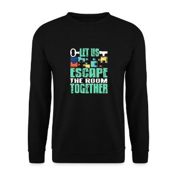 Let Us Escape The Room Together Retro Vintage - Unisex Sweatshirt - black - Front - Alina (178cm) & Michal (187cm)