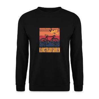 KUNSTRADFAHREN Cool Retro Vintage Art Cycling - Unisex Pullover - Schwarz - Vorne - Alina (178cm) & Michal (187cm)