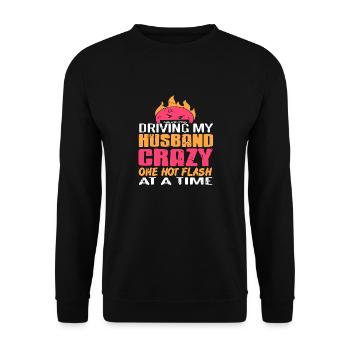 Driving My Husband Crazy One Hot Flash At A Time - Unisex Sweatshirt - black - Front - Alina (178cm) & Michal (187cm)