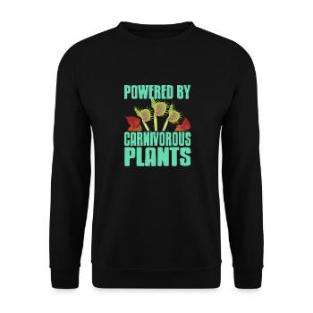 Powered By Carnivorous Plants Retro Vintage - Unisex Sweatshirt - black - Front - Alina (178cm) & Michal (187cm)