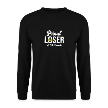 Proud Loser Of 60 Pounds, Gastric Surgery Weight L - Unisex Pullover - Schwarz - Vorne - Alina (178cm) & Michal (187cm)