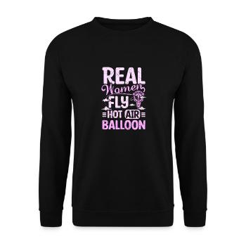 Women fly hot air balloon - Unisex Pullover - Schwarz - Vorne - Alina (178cm) & Michal (187cm)