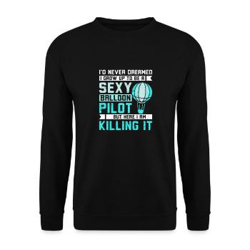 Sexy hot air balloon pilot - Unisex Sweatshirt - black - Front - Alina (178cm) & Michal (187cm)