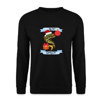 Hecht Ruprecht Weihnachts Angler - Unisex Pullover - Schwarz - Vorne - Alina (178cm) & Michal (187cm)