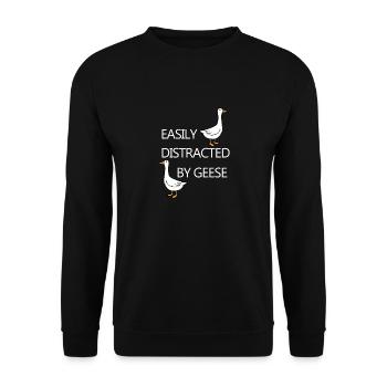 Distracted by Geese Cute Goose Funny Quote - Unisex Sweatshirt - black - Front - Alina (178cm) & Michal (187cm)