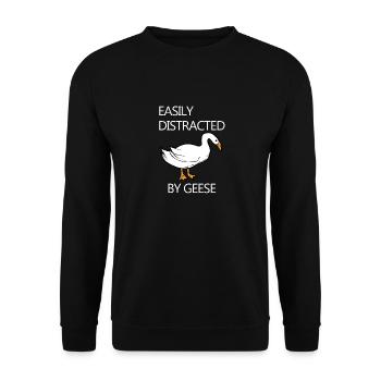 Distrait par les oies Ironic Goose Cute Birds - Sweat-shirt Unisexe - noir - Devant - Alina (178cm) & Michal (187cm)