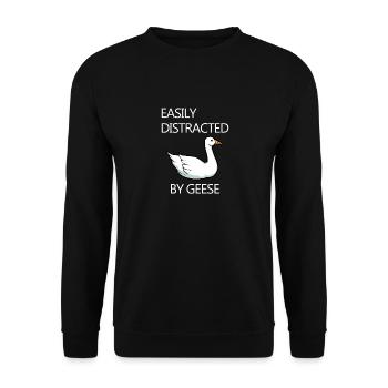 Distracted by Geese Wildlife Goose Ironic Saying - Unisex Sweatshirt - black - Front - Alina (178cm) & Michal (187cm)