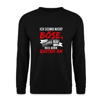 Ich Schau Nicht Böse Ich Grinse Nur Nicht Jeden - Unisex Pullover - Schwarz - Vorne - Alina (178cm) & Michal (187cm)