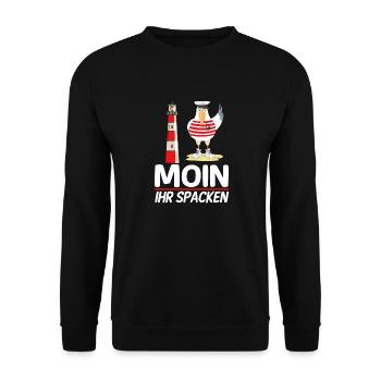 Moin Ihr Spacken Möwe Norddeutsch Plattdeutscher - Unisex Sweatshirt - black - Front - Alina (178cm) & Michal (187cm)