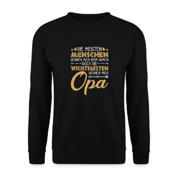 Die Meisten Menschen Nennen Mich Opa Großvater - Unisex Pullover - Schwarz - Vorne - Alina (178cm) & Michal (187cm)