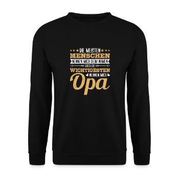 Die Meisten Menschen Nennen Mich Opa Großvater - Unisex Pullover - Schwarz - Vorne - Alina (178cm) & Michal (187cm)