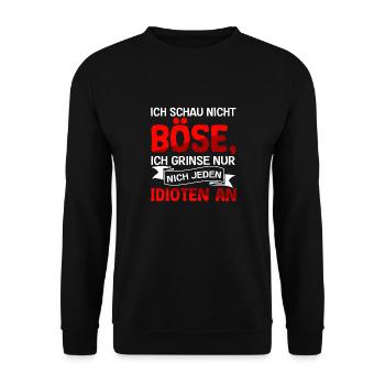 Ich Schau Nicht Böse Ich Grinse Nur Nicht Jeden - Unisex Pullover - Schwarz - Vorne - Alina (178cm) & Michal (187cm)