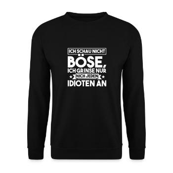 Ich Schau Nicht Böse Ich Grinse Nur Nicht Jeden - Unisex Pullover - Schwarz - Vorne - Alina (178cm) & Michal (187cm)