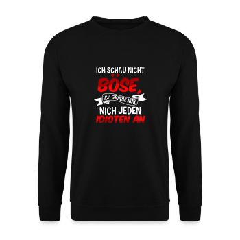 Ich Schau Nicht Böse Ich Grinse Nur Nicht Jeden - Unisex Pullover - Schwarz - Vorne - Alina (178cm) & Michal (187cm)