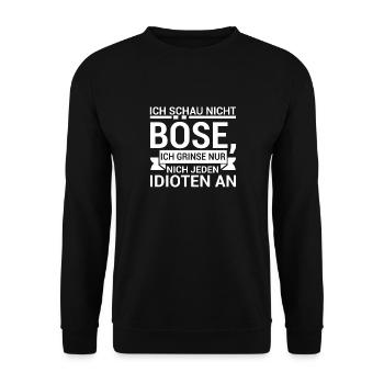 Ich Schau Nicht Böse Ich Grinse Nur Nicht Jeden - Unisex Pullover - Schwarz - Vorne - Alina (178cm) & Michal (187cm)