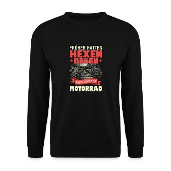 Früher Hatten Hexen Besen Heute Fahren Sie - Unisex Pullover - Schwarz - Vorne - Alina (178cm) & Michal (187cm)