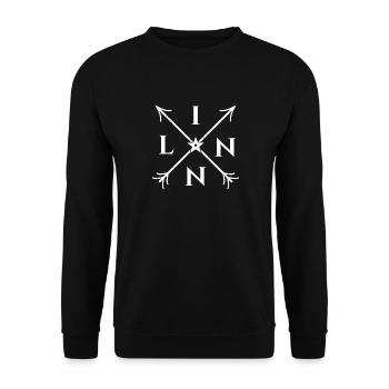 Linn X- Form Motiv Linn Geschenk - Unisex Pullover - Schwarz - Vorne - Alina (178cm) & Michal (187cm)