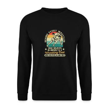 Hinter jedem Wrestler, der an sich selbst glaubt - Unisex Pullover - Schwarz - Vorne - Alina (178cm) & Michal (187cm)