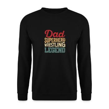 Papa Superhero Wrestling Legend Funny Father's Day - Unisex Sweatshirt - black - Front - Alina (178cm) & Michal (187cm)