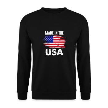 Made In The USA Retro Vintage Patriotic T-Shirt - Unisex Pullover - Schwarz - Vorne - Alina (178cm) & Michal (187cm)