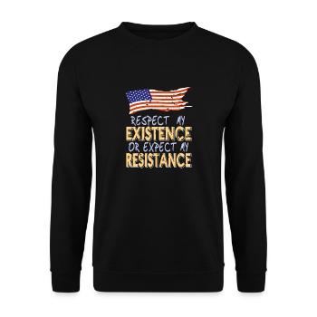Respectez mon existence ou attendez-vous à ma résistance rétro - Sweat-shirt Unisexe - noir - Devant - Alina (178cm) & Michal (187cm)