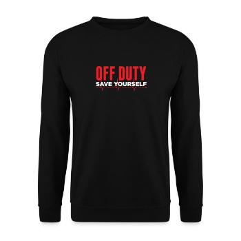Off Duty Save Yourself Funny Police Fireman - Sweat-shirt Unisexe - noir - Devant - Alina (178cm) & Michal (187cm)