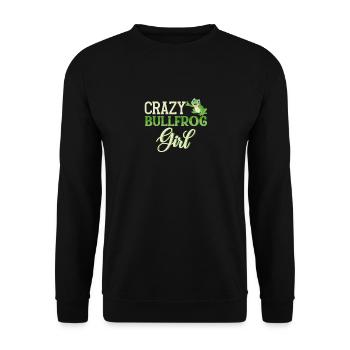 Crazy Bullfrog Girl, Froschliebhaber - Unisex Pullover - Schwarz - Vorne - Alina (178cm) & Michal (187cm)