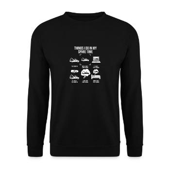 Things I Do In My Spare Time, Abschleppwagenfahrer - Unisex Pullover - Schwarz - Vorne - Alina (178cm) & Michal (187cm)