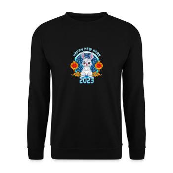 Year of the Rabbit Happy Chinese New Year 2023 - Unisex Sweatshirt - black - Front - Alina (178cm) & Michal (187cm)